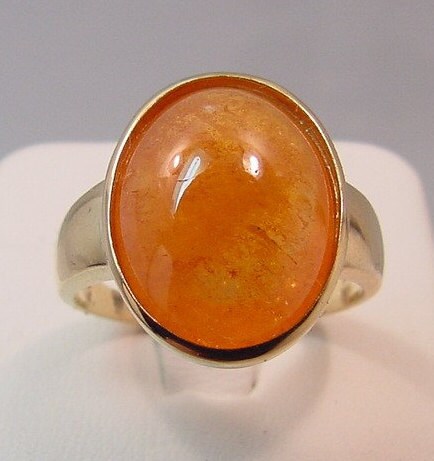 AAA Spessartite Garnet   16x12mm  12 Carats   in 14K yellow gold ring, also available in White gold 0252 MMM