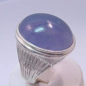 AAAA Blue Chalcedony 31 carats in sterling silver ring 23x18mm Right hand ring