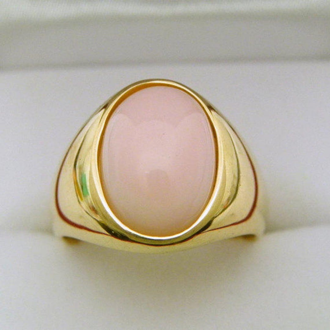 AAAA Pink Angel Skin Opal From Peru 14x10mm 14K Yellow Gold 10 Grams ...
