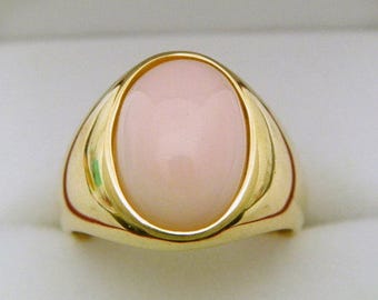 AAAA Pink Angel Skin Opal from Peru   14x10mm   14K Yellow gold 10 grams  2110