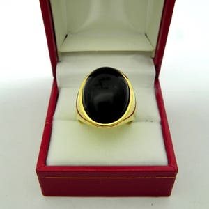 AAAA Black Onyx Cabochon 20x16mm 22K yellow gold Signet ring 25-28 grams. 0605 D image 2