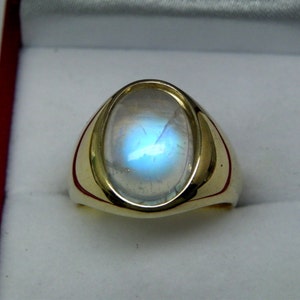 AAAA Blue Moonstone 14x10mm 5.80 Carats 14K Yellow Gold 10 - Etsy