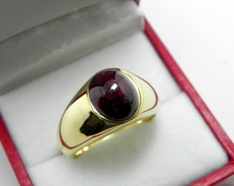 AAA Rhodolite Garnet   11x9mm  4.85 Carats   Heavy 14K 18K Yellow gold MAN'S ring 20 grams. 2548