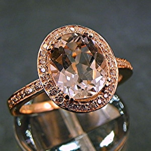 AAA White Topaz 10x8mm 3.33 Carats in a 14K ROSE gold ring with diamonds .32ct Ring Flawless Natural Untreated DDD image 1