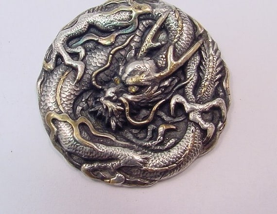 Sterling silver 925 Vintage Enamel Dragon belt buckle Dual Dragons Silver Lighter Belt Buckle and Genuine Leather  main image 4