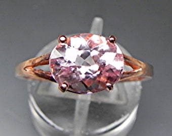 AAAA Pink Morganite Natural Untreated   10x8mm  2.45 Carats   in a 14K ROSE gold ring.    1490 n MMMM