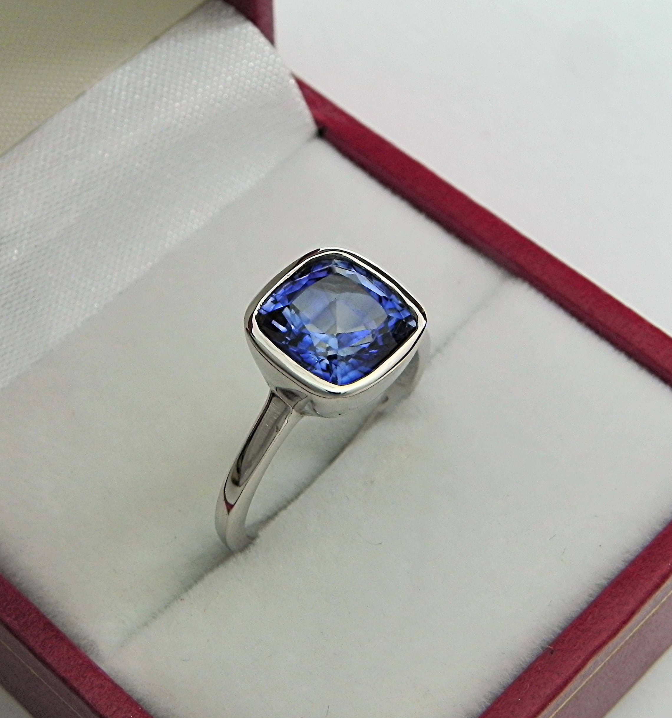 AAAA Blue Sapphire Cushion Cut 8x8mm 2.85 Carats in a 14K - Etsy