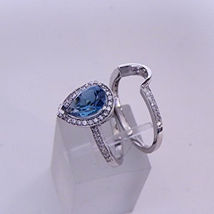 AAAA London Blue Topaz 1.49 Carats in 14K White gold Bridal set .40cts of diamonds. 1611 MMMM DDD image 3