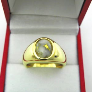 AAA Gold in Quartz Gympie   9x7mm  2.13 Carats   Heavy 18K Yellow gold MAN&#39;S ring 20 grams. 2536