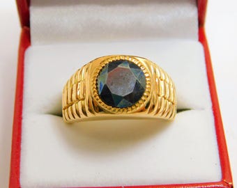 Sintered Black Moissanite   10mm  6.21 Carats  Heavy 18K or 14K solid gold Rolex Style ring 26 to 30 grams.  5021