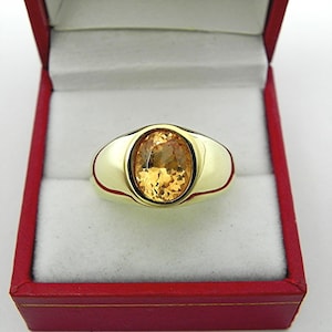AAAA Golden Honey Orange Hessonite Garnet   10x8mm  2.65 Carats   in  Heavy 18K Yellow gold MAN&#39;S ring 18-20 grams. 2563