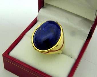 AAAA Lapis Lazuli 20x16mm 22K yellow gold Signet ring 23-26 grams.  Available in 14K, 18K 0606 - D