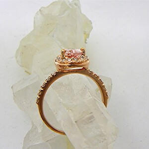 AAA Natural Salmon Peach Morganite untreated Pear shape 9x6mm 1.54 Carats in 14K Rose gold Engagement ring set with .30cts of diamonds MMM image 4