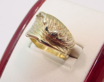 Hand carved Mens WAVE ring in 14K yellow gold  11 grams Also available in 14K White and 14K rose gold