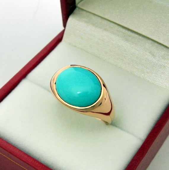 14K White Rose or Yellow Gold 12x10mm Oval Cabochon Turquoise Ring 14K White Rose or Yellow Gold 12x10mm Oval Cabochon Turquoise Ring