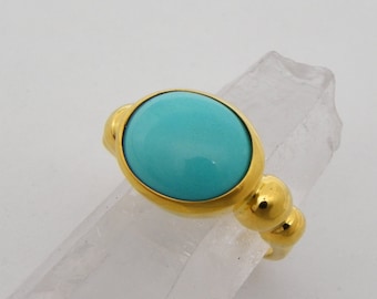 AAAAA Sleeping Beauty Robins Egg Blue Turquoise   12x10mm   Flawless Natural Untreated in 18K yellow gold ring. MMM