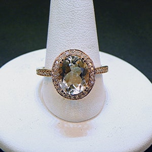 AAA White Topaz 10x8mm 3.33 Carats in a 14K ROSE gold ring with diamonds .32ct Ring Flawless Natural Untreated DDD image 4