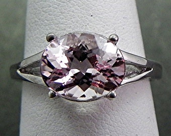 Special AAAA Natural Pink Morganite Untreated   10x8mm  2.37 Carats   in a 14K White gold ring.    1490 n MMMM