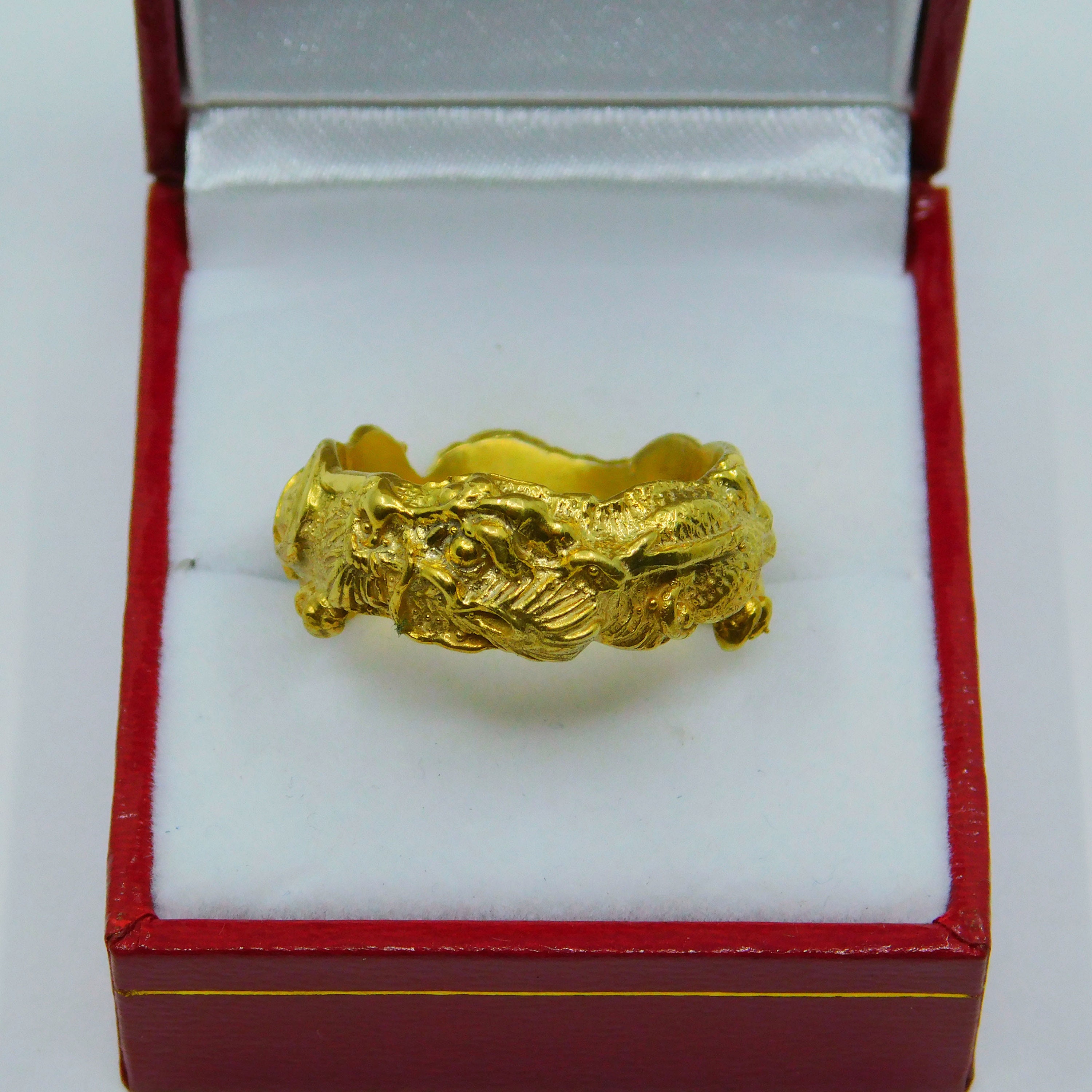22K Gold Dragon Ring LIMITED EDITION Hand Carved Sculpted