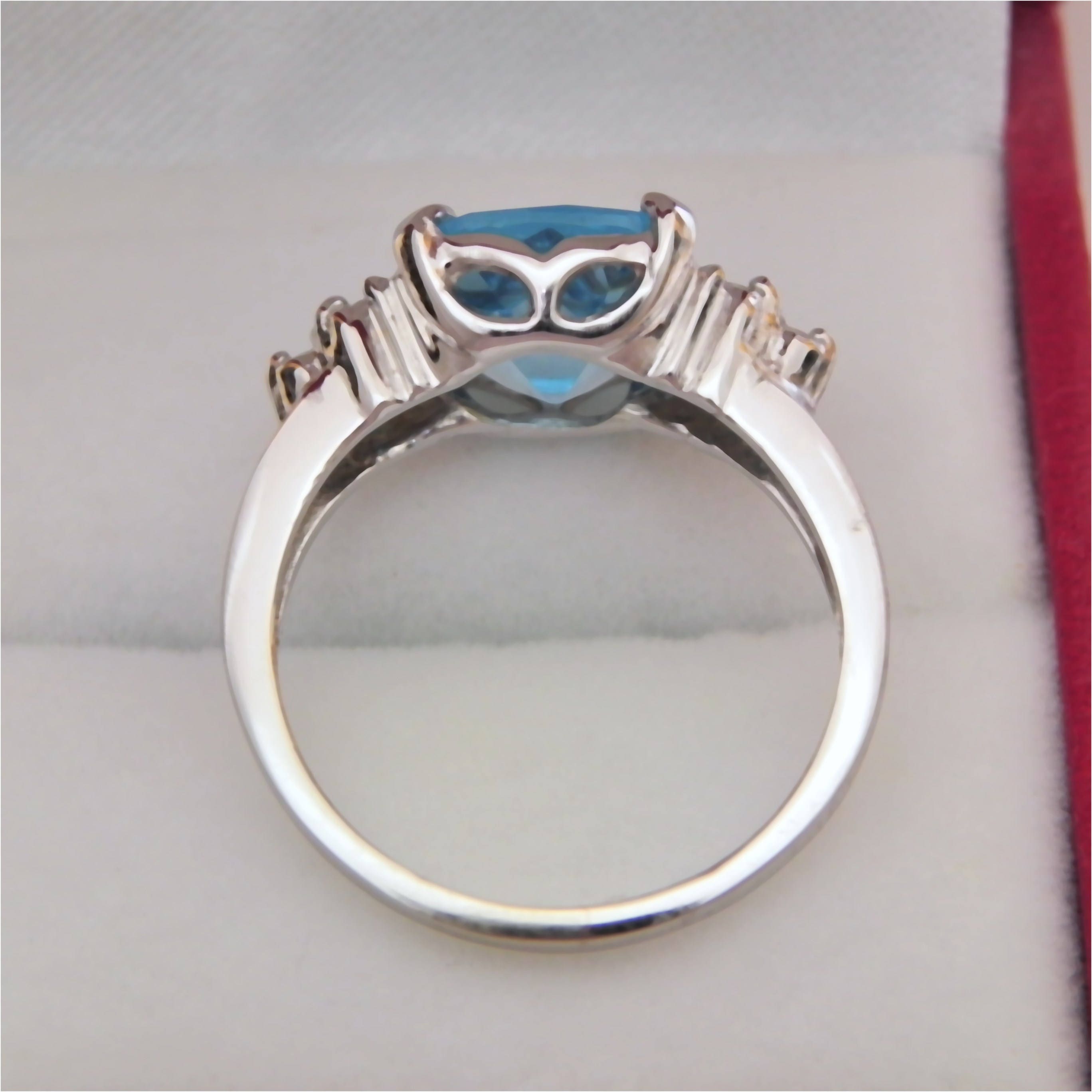 AAAA Swiss Blue Topaz 14K White gold diamond ring 9x9mm 3.65 | Etsy