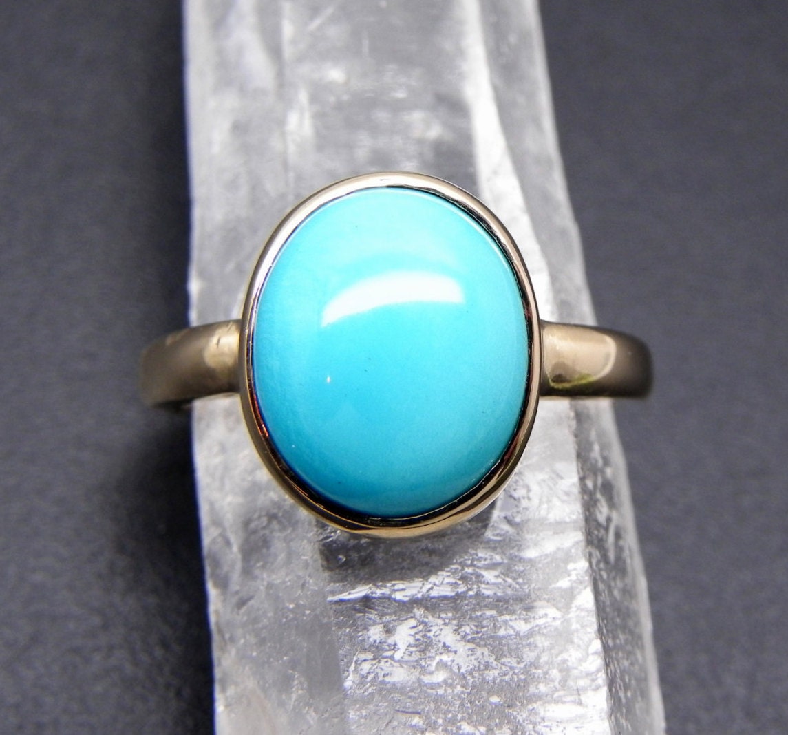Sleeping Beauty Turquoise From Arizona 12x10mm 14K or 18K Yellow