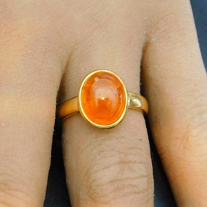 AAAA Spessartite Fanta Orange garnet 22K Gold 11x9mm  6.65 carats Solid 22K gold ring 5 grams  4368 - D