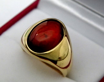 AAAA Hessonite Garnet  14x10mm  7.55 Carats   14K Yellow gold 10 grams  2115