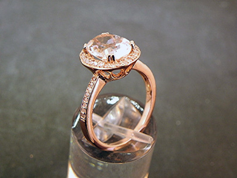 AAA White Topaz 10x8mm 3.33 Carats in a 14K ROSE gold ring with diamonds .32ct Ring Flawless Natural Untreated DDD image 3