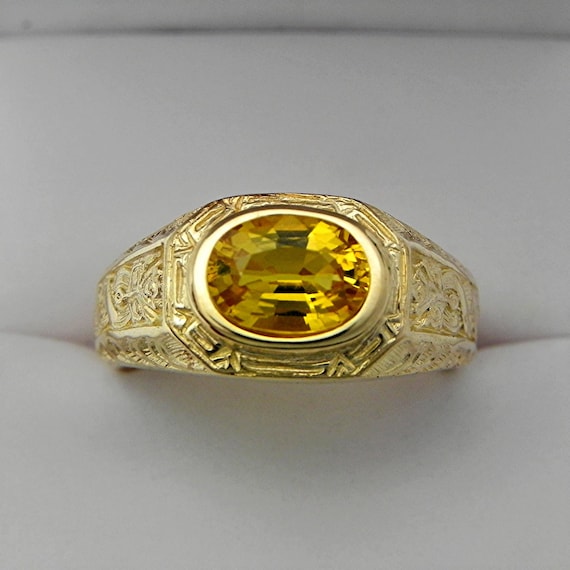 AAAA Yellow Sapphire 9x7mm 2.39 Carats Heavy 14K Yellow Gold