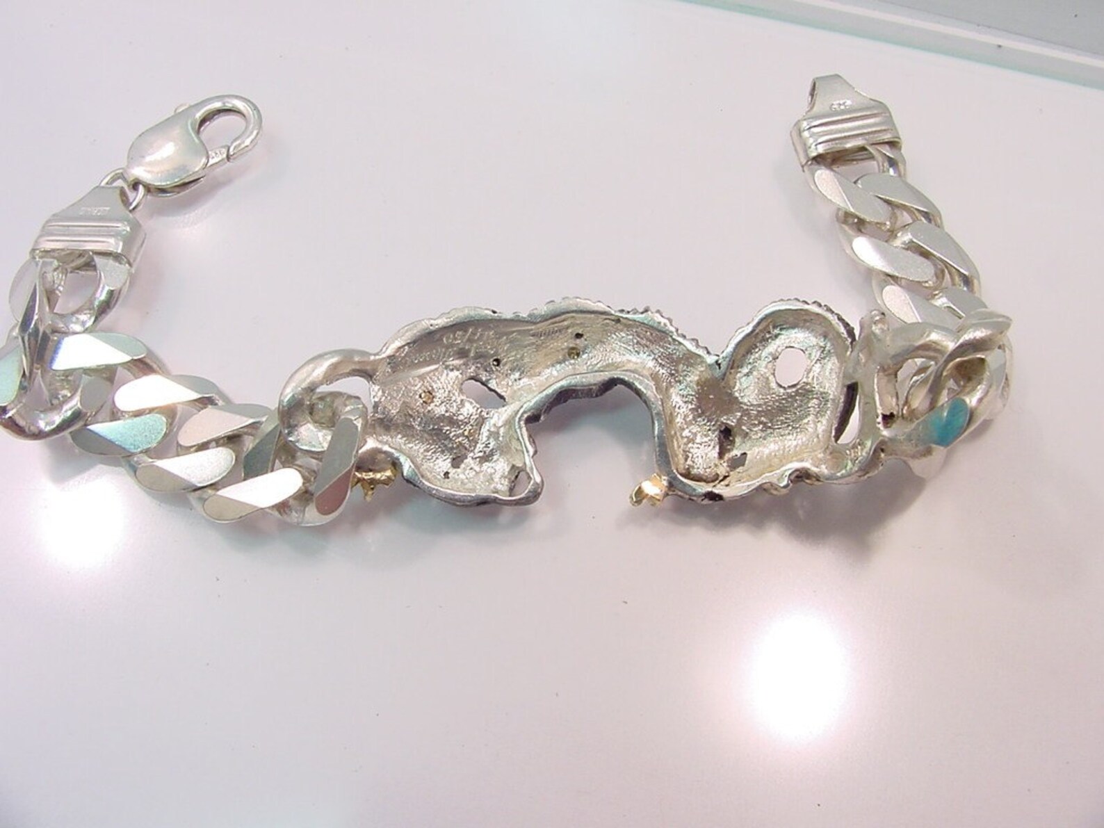 Dragon Bracelet Sterling Silver With 18K Gold and Yellow Etsy