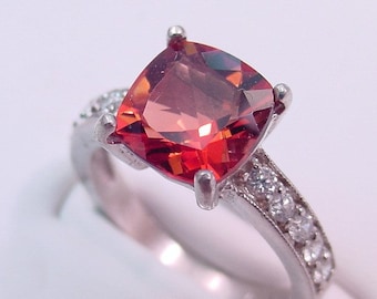 AAAA Andesine Feldspar   2.53 Carats   14K White gold diamond (.30ct) Ring 0131