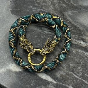 Beaded Dragon Choker: Handmade Fantasy Collar Necklace
