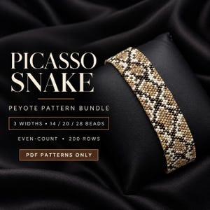 Picasso Schlangen-Peyote-Armband-Musterpaket, 14/20/28 Perlen, PDF mit gerader Perlenanzahl