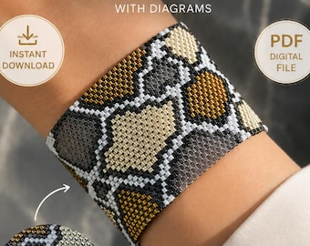 Beading Pattern | Wide Snake Bracelet | PDF Peyote Bead Tutorial