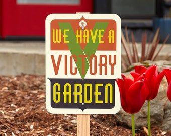 Victory Garden Yard Sign: 1940s Style Garden Decor