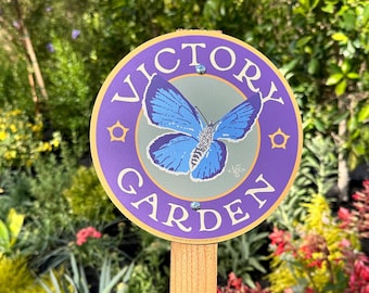 Victory Garden - Blue Butterfly - Garden Sign