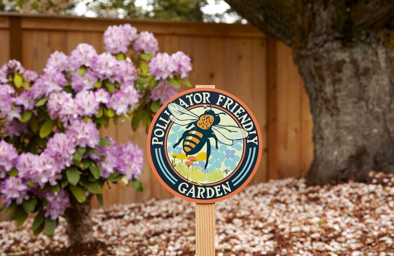 Bee Pollinator Friendly Garden Sign image 1