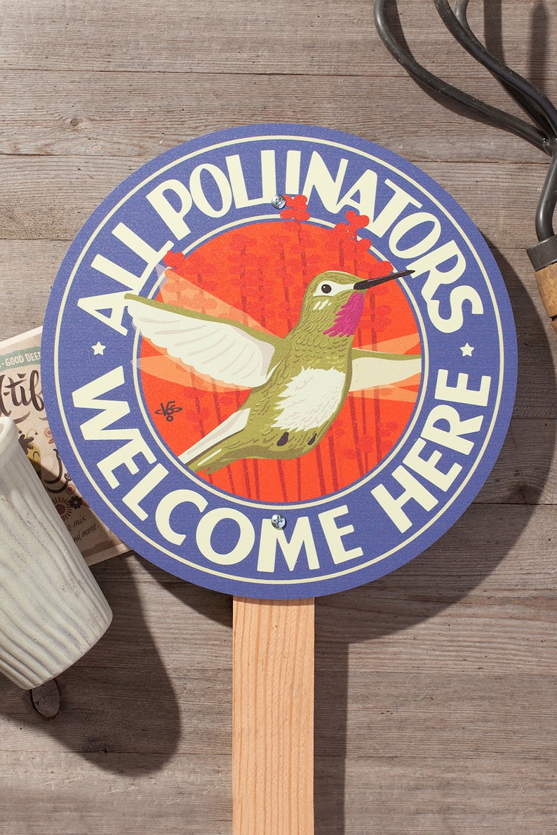 All Pollinators Welcome Here Garden Sign image 2