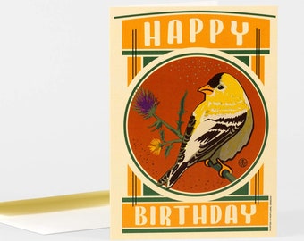 Happy Birthday Goldfinch Greeting Card