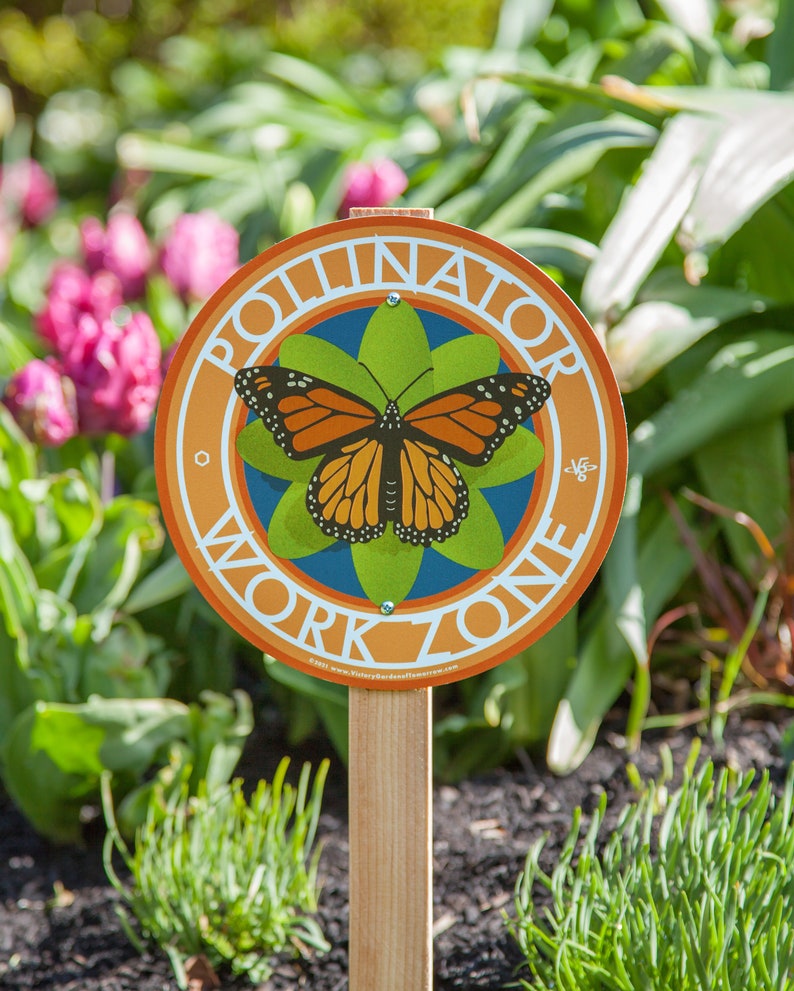 Butterfly Pollinator Work Zone Garden Sign image 2