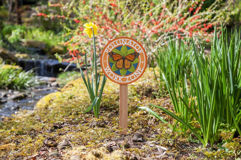 Butterfly Pollinator Work Zone Garden Sign image 3