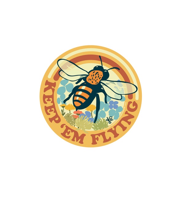 Keep 'em Flying Bee Sticker | Etsy