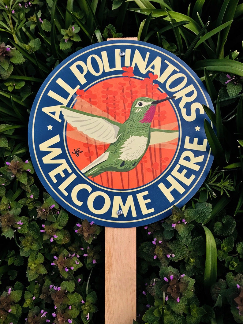 All Pollinators Welcome Here Garden Sign image 3