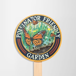 Butterfly Pollinator Friendly - Garden Sign Wooden 24" Fir Stake