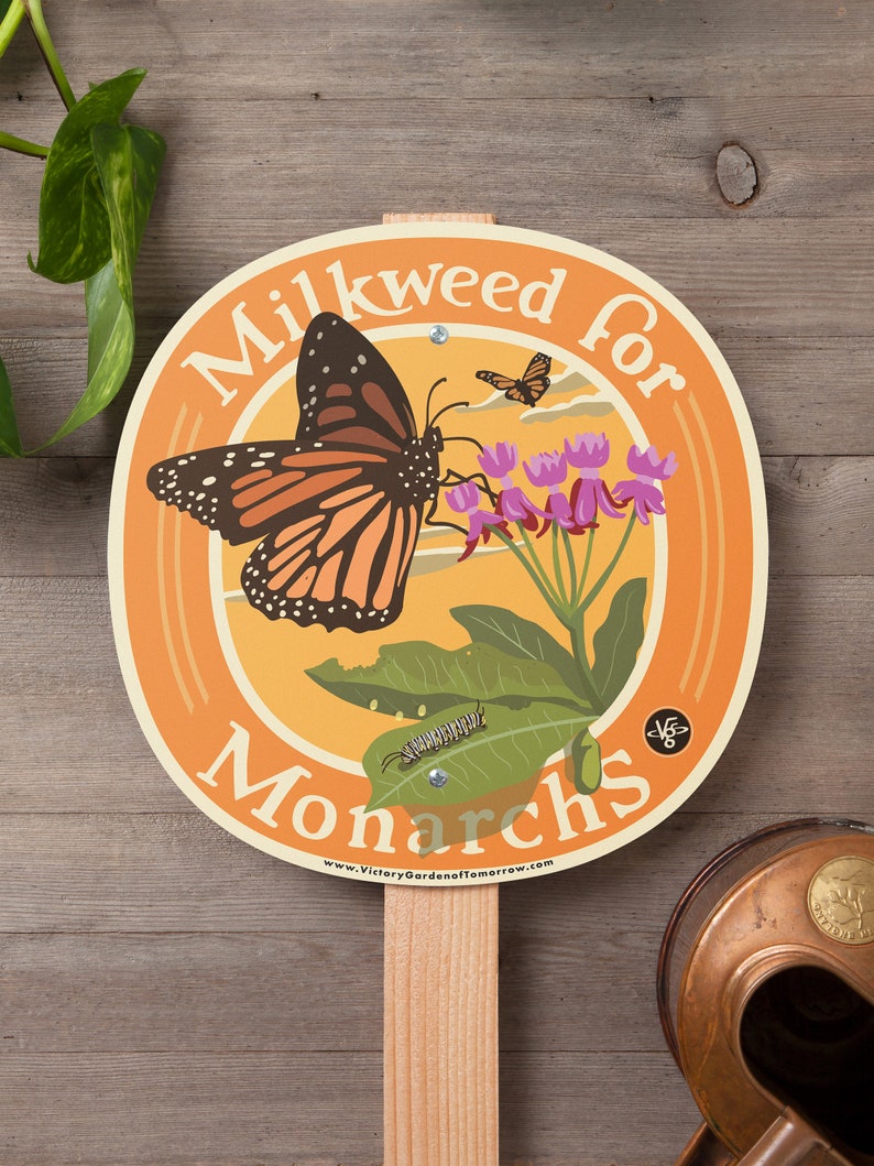 Milkweed for Monarchs Garden Sign Wooden 24" Fir Stake