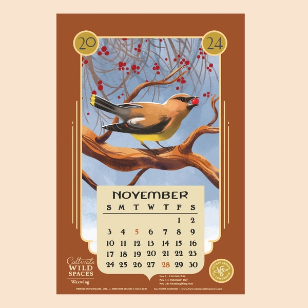 Cultivate Wild Spaces 2024 Monthly Calendar