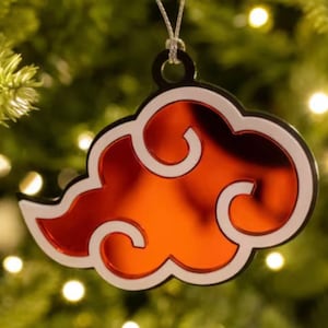 Xiangyun Chinese Cloud Ornament for Christmas or Car Asian Japanese Anime Auspicious Clouds Made of Premium Mirrored Acrylic Red Black Gold