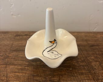 Ceramic swan trinket ring dish