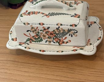 Ceramic floral covered butter dish