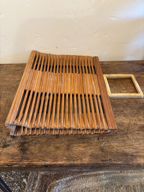 Vintage rectangular basket bag - Collapsable - image 9